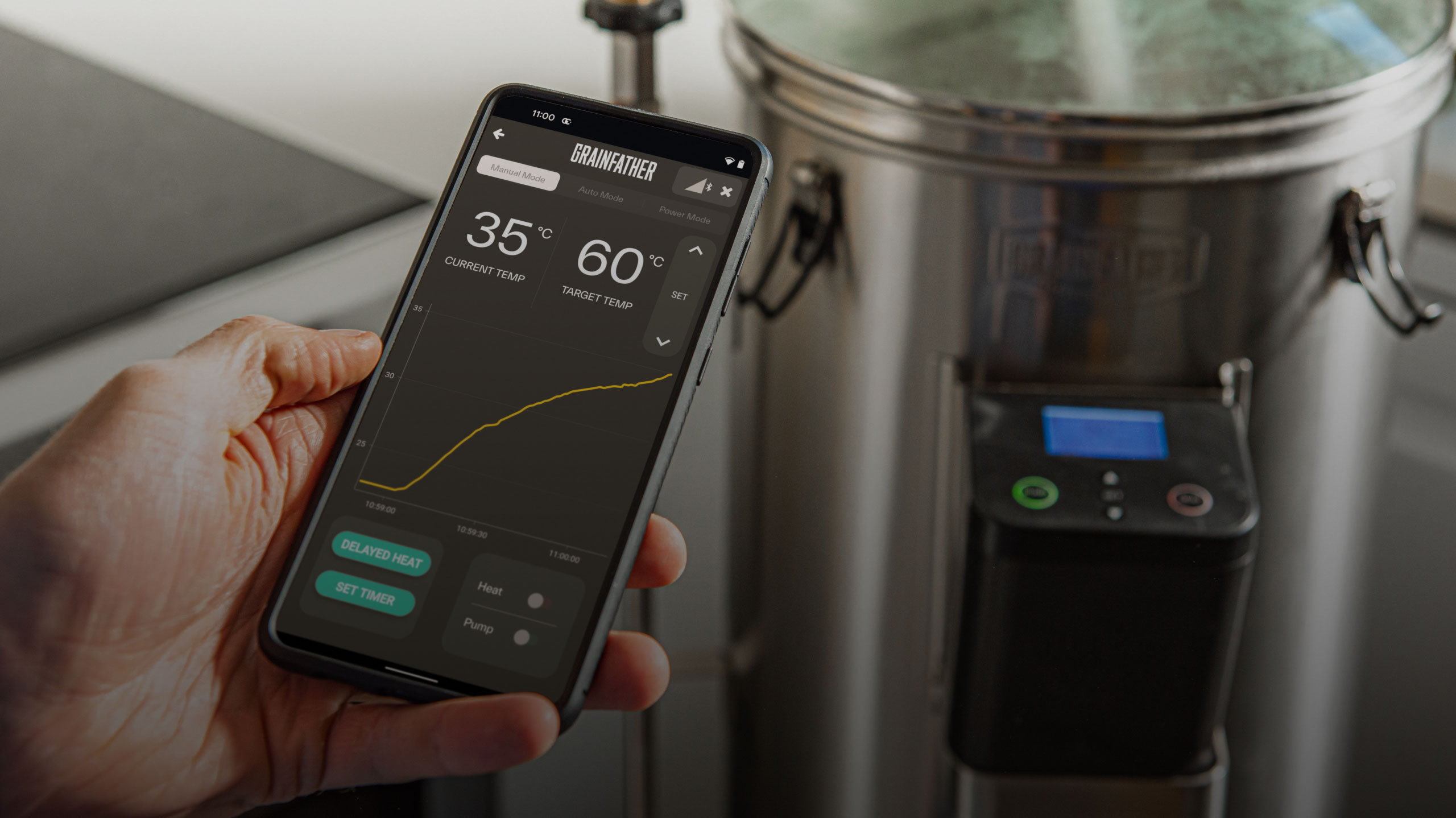 Grainfather Brewing Equipment Controlled by the Free Mobile App